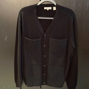 Men’s Inhabit Black Buttoned Down Cardigan with Patched Pockets Size L